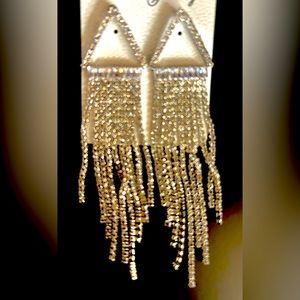 Silver long jeweled classy earrings